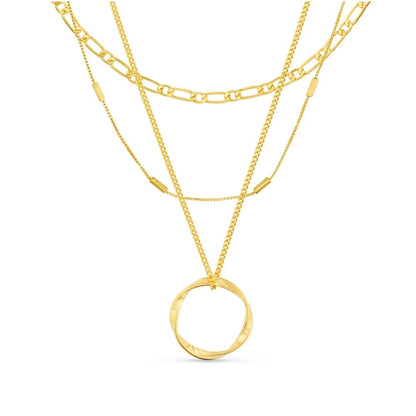 Classic Three Row Gold Necklace